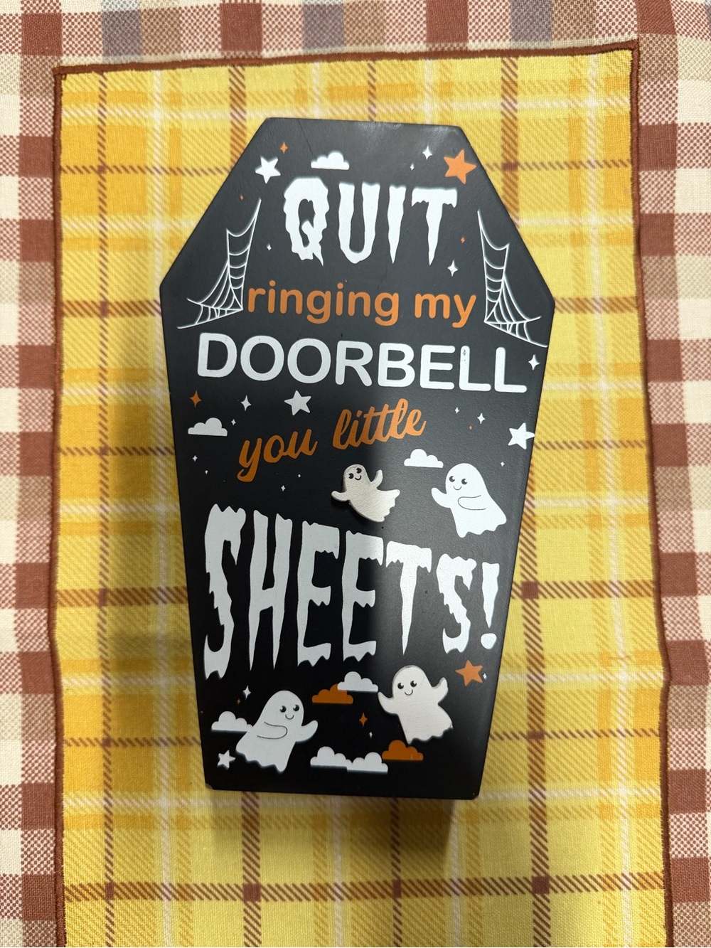 Quit Ringing My Little Doorbell You Little Sheets Shelf Sitter Halloween Decor - Picture 2 of 2